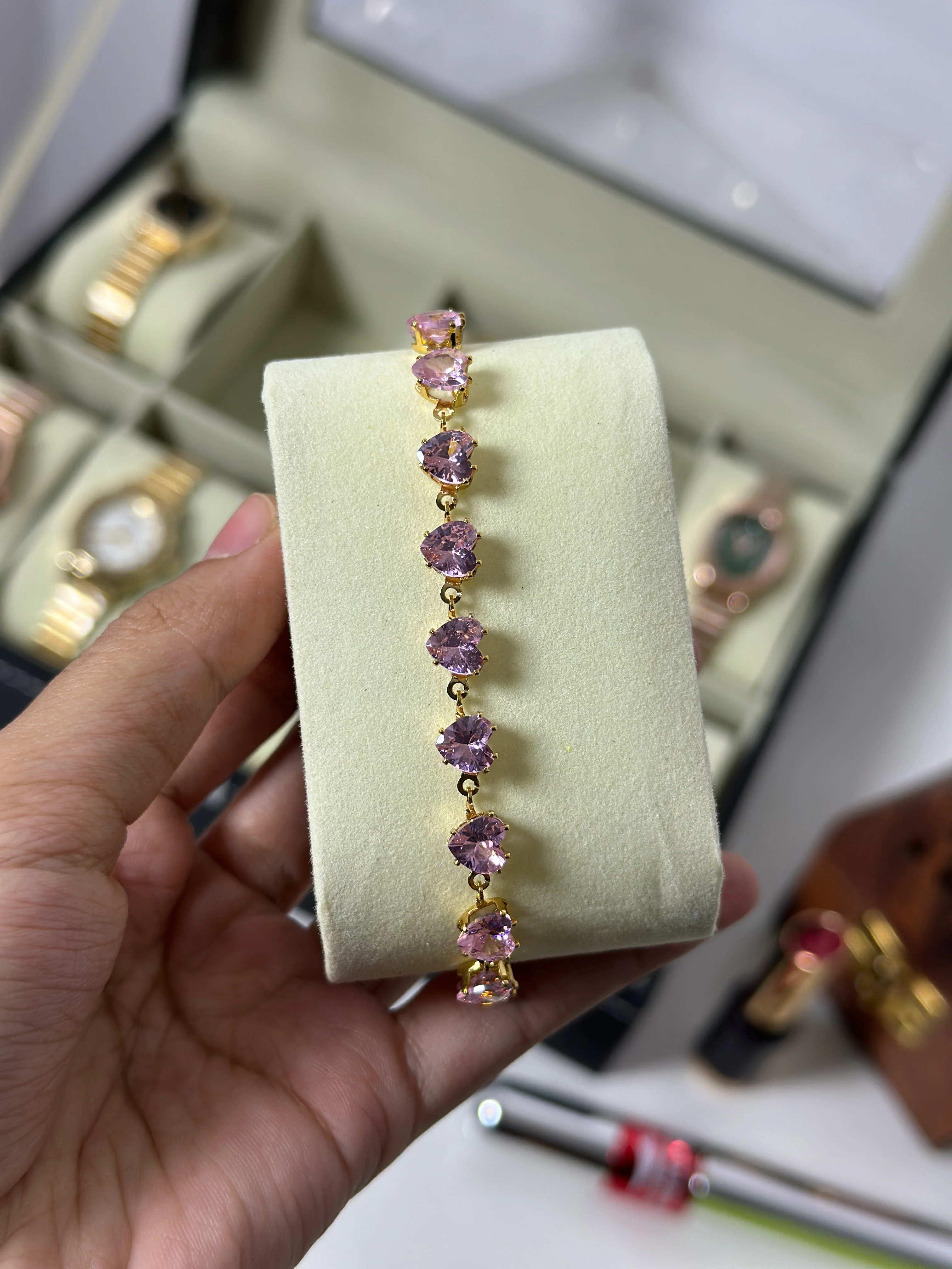 Anti tarnished pink diamond bracelet - Image 2