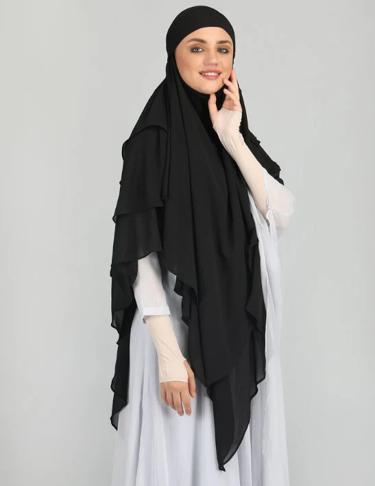 Khimar 3 Layer - Black - Image 3