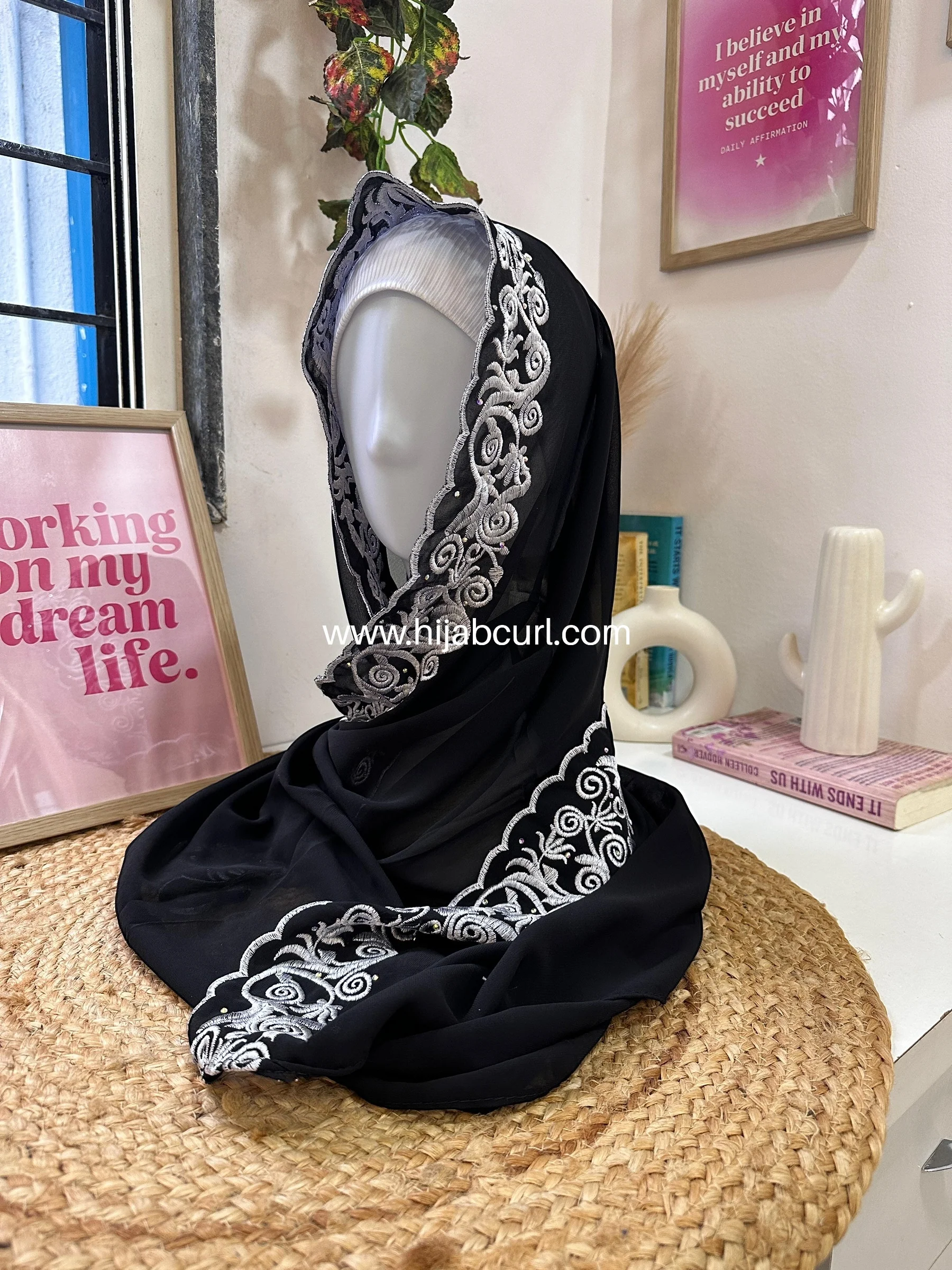 Premium Chiffon Embroidered Hijab - Image 6