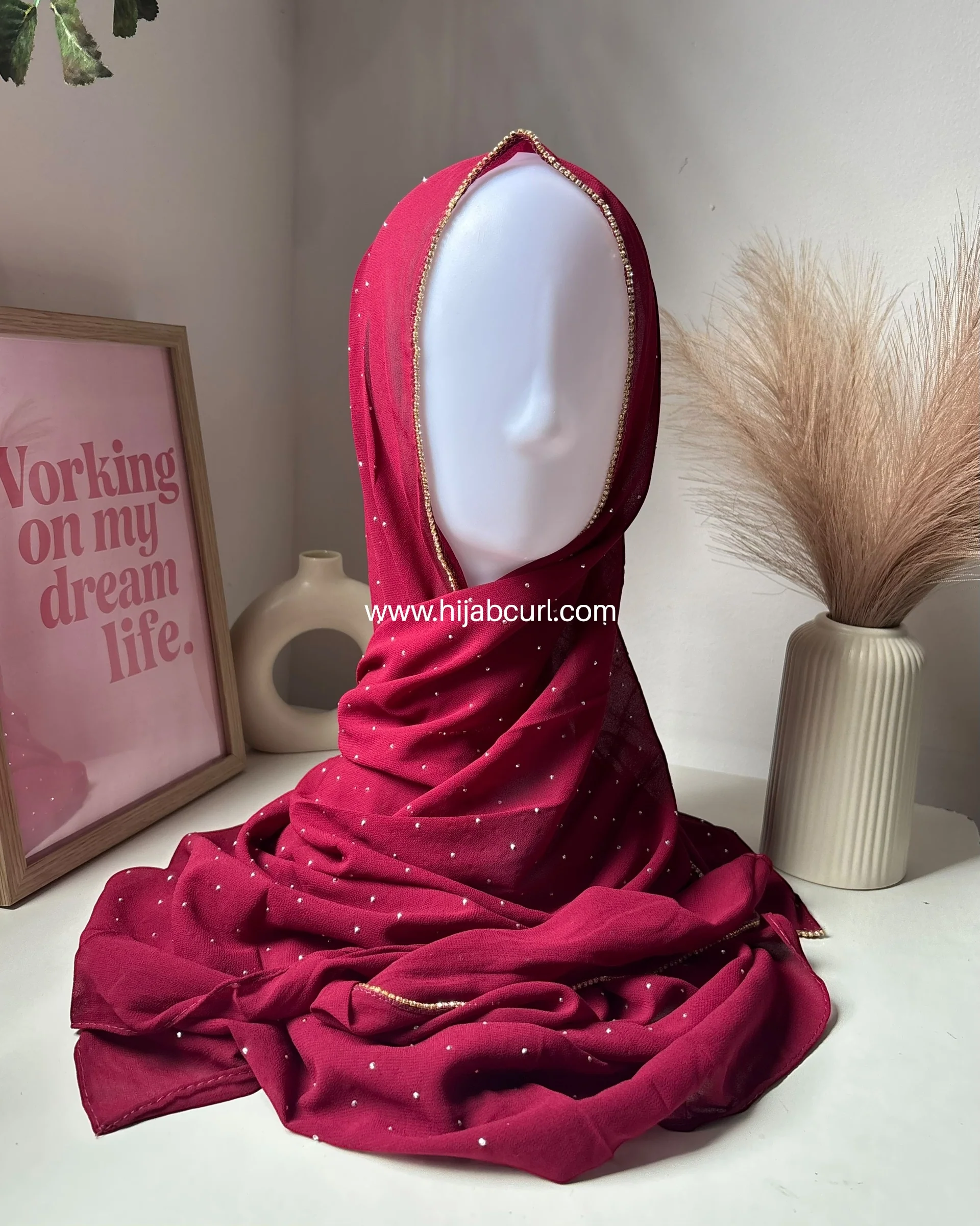Rhinestone Chiffon Hijab - Image 9