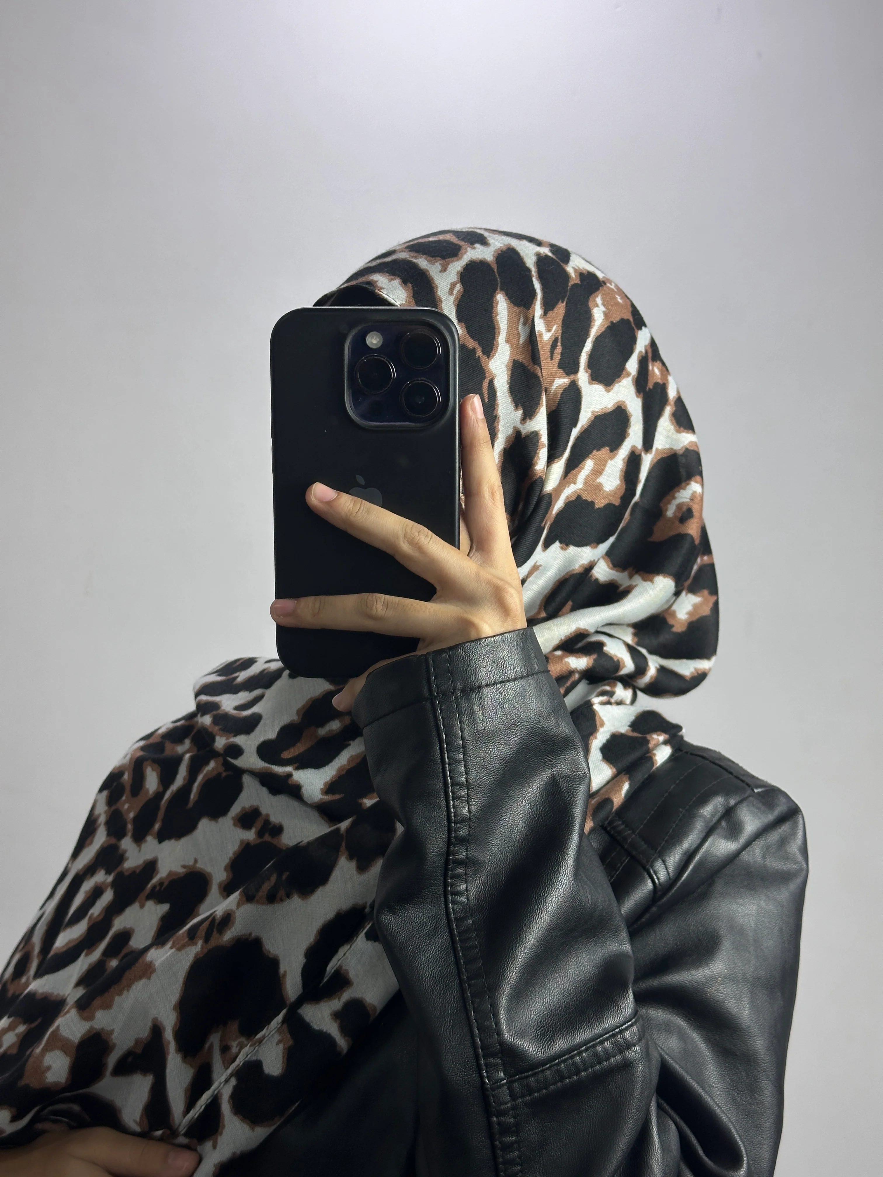 Savannah Modal Leopard Print Hijab - Silver - Image 3